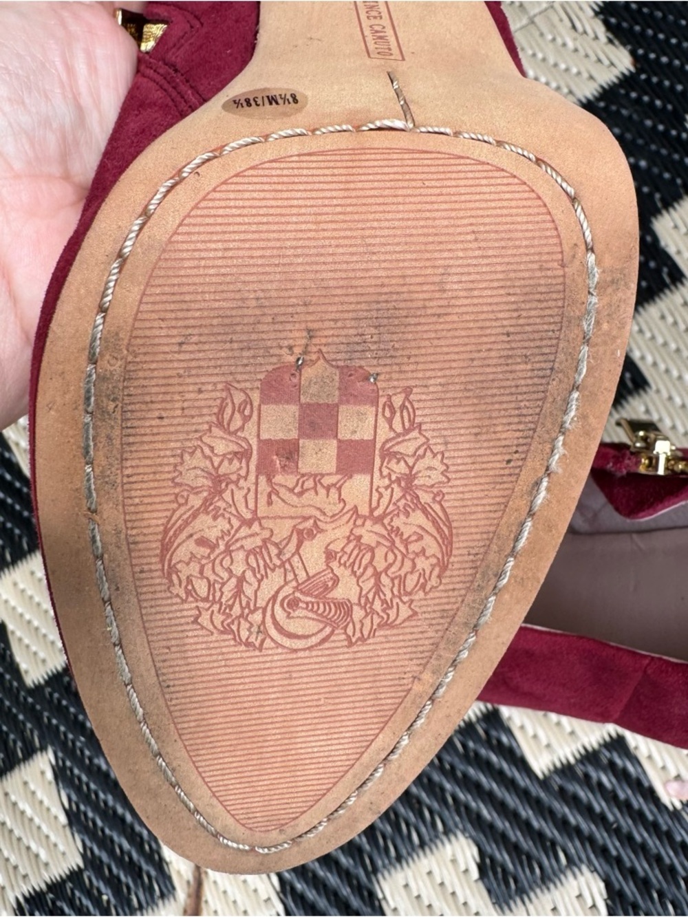 Vince Camuto Burgundy Suede Ankle Booties Heels Sz 8.5 Side Zip Leather Lined - Picture 6 of 13